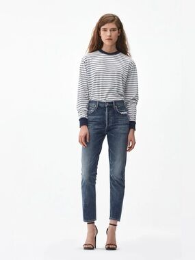 Citizens of Humanity Liya high rise cropped jeans in faded blue wash size 28